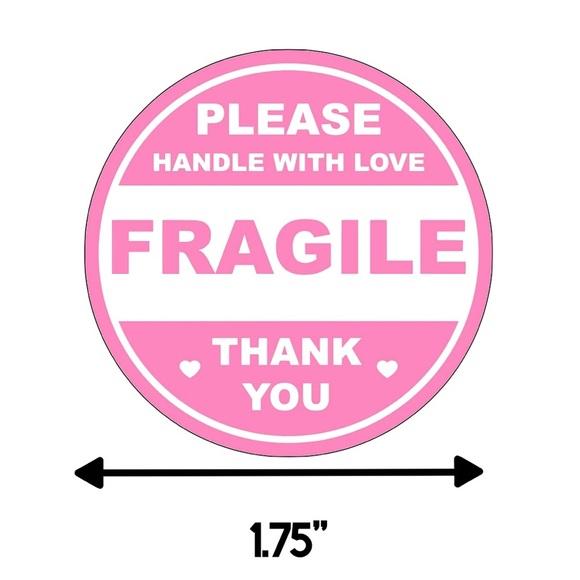 60 Handcrafted Fragile Handle with Love Stickers - Picture 1 of 2